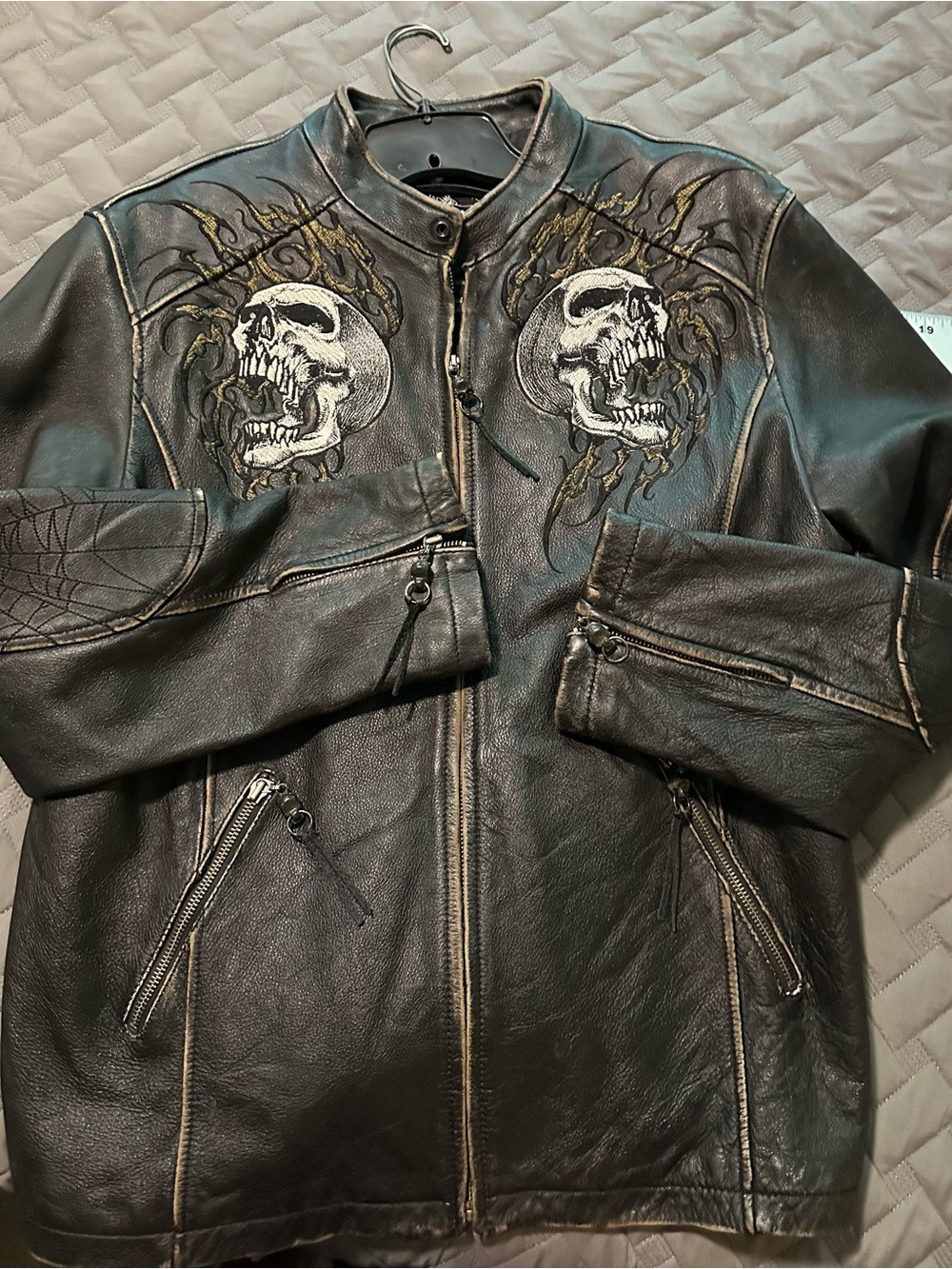 Affliction Limited Edition Leather Jacket Skull #1882/2000 Mens L